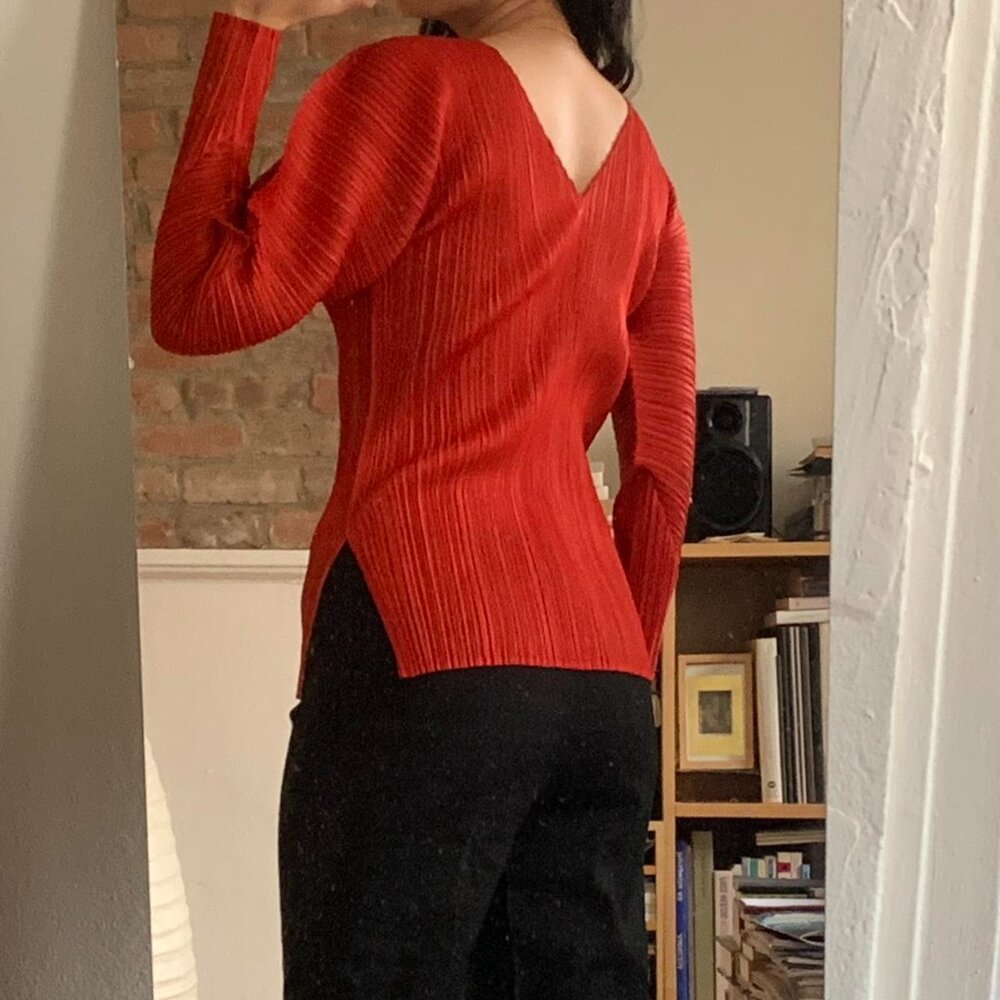 Issey Miyake Pleats Please Rounded Top Red JP3 - Picture 2 of 7
